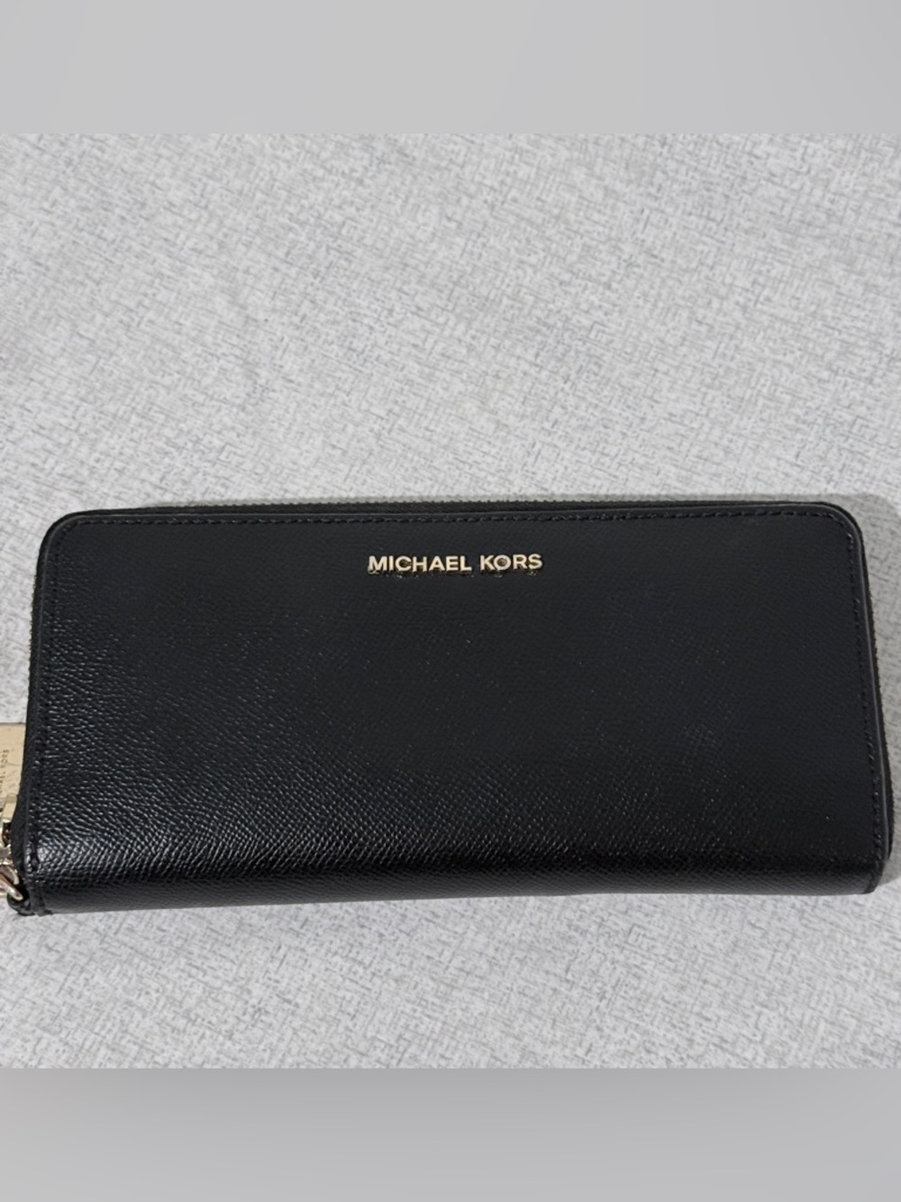 Michael Kors Black Saffiano Leather Wallet with Gold Logo